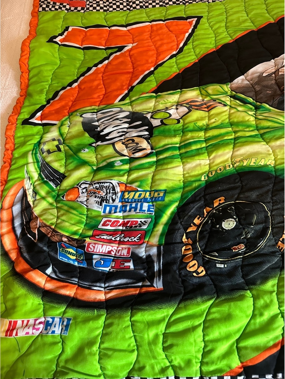 Go Daddy NASCAR Racing Quilt with Car Design - Picture 3 of 6